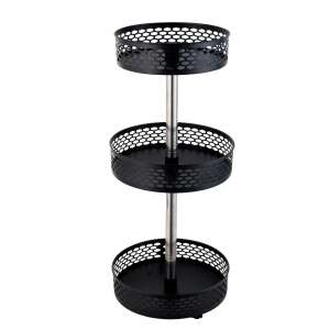 TRENDY S 3-tier round kitchen organizer, black, stainless steel, 58x26x6,5 cm - Storage & organization