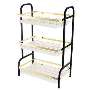 TRENDY S 3-Tier Dish Drying Rack, Black and Gold, 42 x 23.5 x 39 cm - Dish Rack