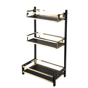 TRENDY S 3-tier spice rack, black and gold, 32.5X20X60 cm - Dish Rack