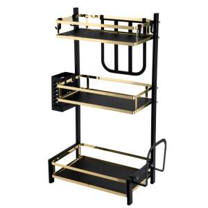 TRENDY'S 3 szintes konyhai tároló állvány, fekete-arany, 32,5X20X60 CM - Edényszárító