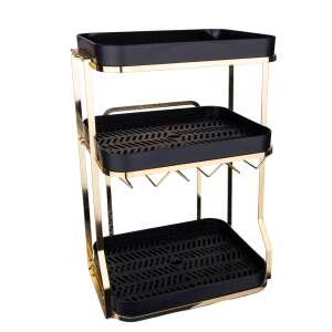 TRENDY'S 3-tier kitchen organizer, black and gold, 36x25x36 cm - Dish Rack