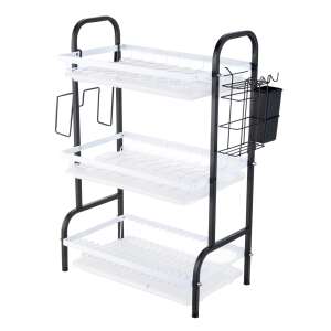 TRENDY S 3 szintes edénytartó, fekete-fehér, 61 x 23,5 x 42 cm - Edényszárító