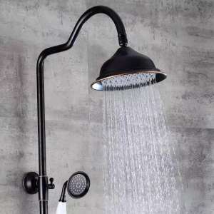 TRENDY S Black Antique Shower Column with Handheld Shower and Overhead Shower - Shower set