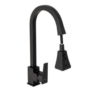 TRENDY'S Konyhai Csaptelep, kihúzható zuhanyfej, matt fekete - Trendy S Csaptelep