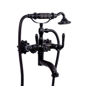 TRENDY'S falra szerelhető kádcsaptelep zuhannyal, fekete, hímzéssel - Trendy S Csaptelep