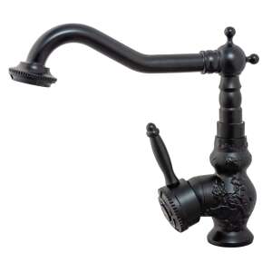 TRENDY mosdócsaptelep, matt fekete, közepes magasságú, virágmintával - Trendy S Csaptelep