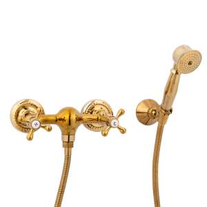 Trendy's Fali Zuhanycsaptelep, Arany Színben, arany zuhanycsaptelep, falra szerelhető, kézi zuhannyal, antik stílusban - Trendy S Csaptelep