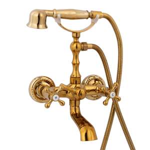 Trendy's arany falra szerelhető kádcsaptelep zuhanyfejjel és kézi zuhannyal - Trendy S Csaptelep