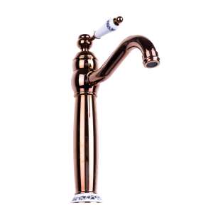 TRENDY'S rózsaszín mosdó csaptelep kerámia virágmintával, egykaros, pultra szerelhető - Trendy S Csaptelep