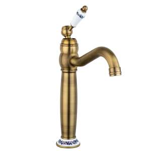 TRENDY'S antik bronz egykaros mosogató csaptelep kerámia virágmintás fogantyúval - Trendy S Csaptelep