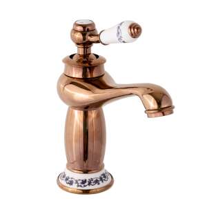 TRENDY'S mosogató csaptelep, kerámia hímzés minta, rózsaszín, egykaros, víztakarékos, réz színű - Trendy S Csaptelep