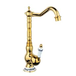 TRENDY'S hattyú csaptelep, arany, kerámia hímzéssel, konyhai mosogató csaptelep, fürdőszoba csaptelep - Trendy S Csaptelep