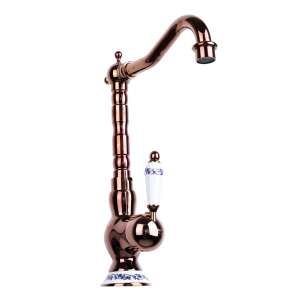 TRENDY'S hattyú csaptelep, rózsák kerámia hímzéssel, réz színben - Trendy S Csaptelep