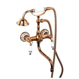 TRENDY'S kádcsap teleppel, rózsaszín, kerámia virágmintával, falra szerelhető - Trendy S Csaptelep