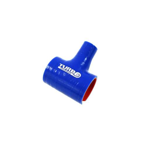 TurboWorks 67-25 mm kék szilikoncső piros belső béléssel, T-alakú csatlakozó intercooler és szívócsővezetékhez - Autós szilikoncső és szűkítő