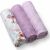 Rolled BabyOno bamboo muslin squares, purple color variations, 3-pack
