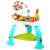 Colorful baby jumper with activity center, piano, spinning ball, and pyramid toy