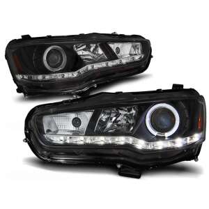 Mitsubishi Lancer 8 2008- Faruri cu proiector negru cu lumini de zi cu LED - Lumini auto