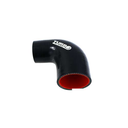 TurboWorks 90° fekete 70-76mm szűkítős könyök szilikon - Autós szilikoncső és szűkítő