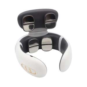 White electric neck massager with electromagnetic pulse and heating function, 4 massage modes, 15 intensity levels, USB charging - Neck massager