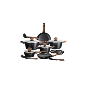 Berlinger Haus Ebony Rosewood 15 piece cookware set, black pots and pans with rosewood handles - Berlinger Haus