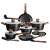 Berlinger Haus Ebony Rosewood 15 piece cookware set, black pots and pans with rosewood handles