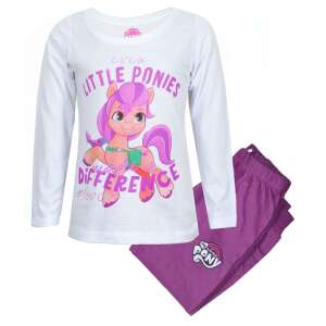 Pijamale pentru fete My Little Pony, tricou alb cu mânecă lungă cu imprimeu cu un ponei roz și pantaloni purpurii cu logo-ul My Little Pony, mărimea 7 ani (122 cm) - Modă și îmbrăcăminte