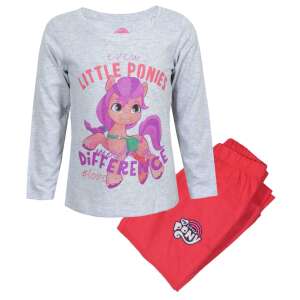 Пижама за момичета My Little Pony, сив потник с дълъг ръкав с розов кон, червени панталони с логото на My Little Pony - Бебе & Малко дете