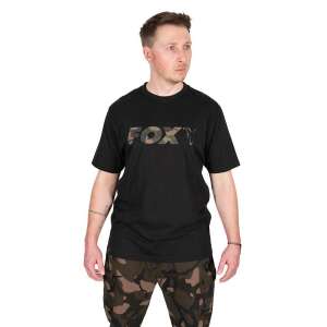 Fox camo logós póló, fekete, férfi, elülső nézet - Póló