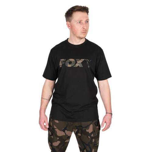Fox camo logós póló, fekete, férfi, elülső nézet