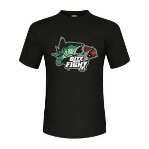 Fekete Bite and Fight horgász póló hal mintával - Póló