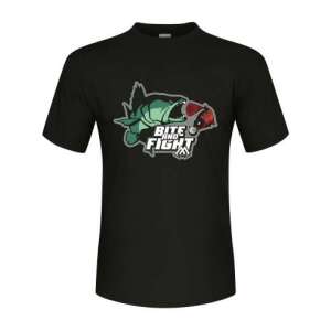 Fekete Bite and Fight horgász póló hal mintával - Póló