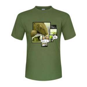 Mikado ponty harapás horgász póló, S méret, zöld, rajta egy ponty rajzfilm - Póló