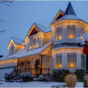 180 LED lampica u obliku ledenice za vanjsku i unutarnju upotrebu, adapter za napajanje uključen, toplo bijela, širina 6 metara, IP44 36741554 - Božić