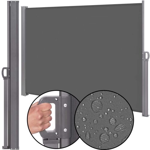 Springos retractable privacy screen, waterproof fabric and handle collage