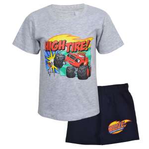 Piżama dla chłopców Blaze and the Monster Machines, szara koszulka z nadrukiem Blaze'a, niebieskie spodenki z logo Blaze - Baba & Tipegő