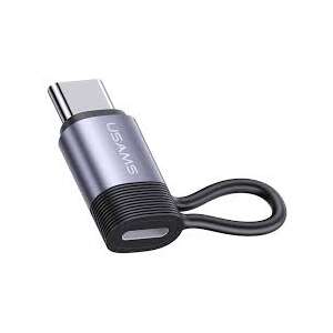 Adapter USAMS Lightning do USB-C, szary, ze smyczą - Konwerter błyskawic