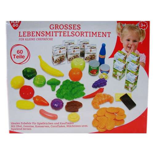 PlayGo großes Kunststoff-Lebensmittelsortiment für Rollenspiele, mit Obst, Gemüse, Milchprodukten und mehr, 60 Teile