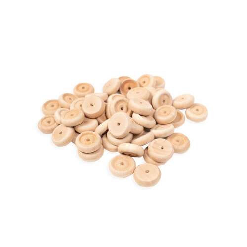 50 bucăți de roți din lemn de 25 mm pentru artizanat, jucării și proiecte DIY