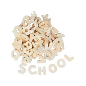 Set de litere din lemn PlayBox, 300 de bucăți, dimensiune 22 mm, lemn natural, pentru învățare și joacă pentru copii - Inscripții din lemn & elemente decorative
