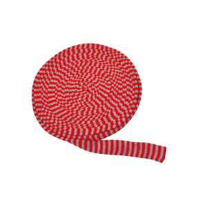 PlayBox: Rulou textil roșu-gri cu dungi, 10m x 3cm - Ambalaje cadouri