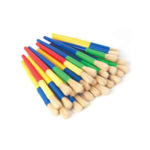 PlayBox Kids Paint Brushes, Set of 24, Assorted Colors, Bristle Brushes for Painting, Art Supplies for Children - Playbox