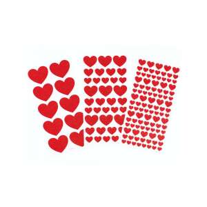 PlayBox 146 darabos csillámos szív matrica szett, piros szív matricák kézműveskedéshez, scrapbookoláshoz, kártyákhoz és dekorációkhoz - Playbox