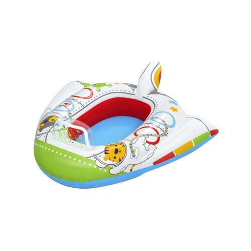 Bestway Funspeakers Raumschiff Babyboot aufblasbares Poolspielzeug für Kinder, weiß, grün, rot, blau, gelb, mit Astronauten- und Tierdesigns