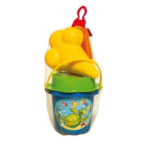 4 részes mini homokozó szett vödörrel, lapáttal, szitával és formával, tengeri teknős mintával - Homokozó játék