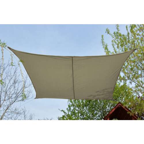 Bézs színű négyzet alakú napvitorla, 2,6x2,6m, UV védelemmel, vízálló, árnyék a kertbe, teraszra, erkélyre