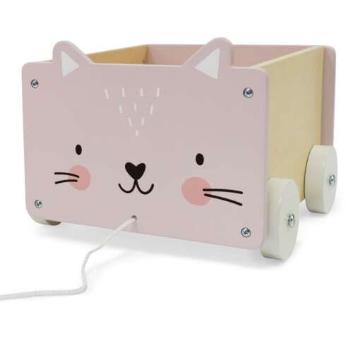 Ecotoys Ausziehbarer Spielzeugaufbewahrungswagen aus Holz - Kätzchen #pink-braun 36393398