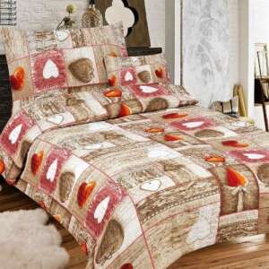 Krepp Ágyneműhuzat - Szívecskés Bézs-Narancs - 140x200 cm