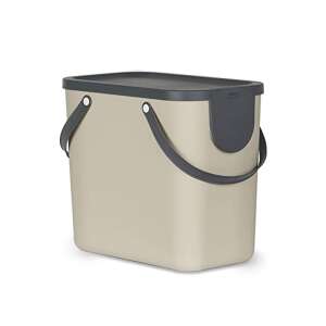 Coș de sortare a deșeurilor Fedeles hulladékrendszerező kosár cu capac și mânere, capacitate 25 litri, culoare cappuccino - Mobiliere