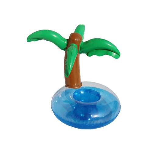 Felfújható pálmafás pohártartó, kék és zöld színben